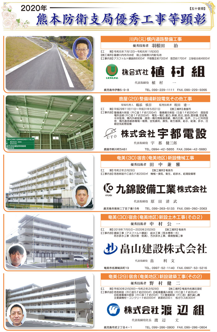 2020年熊本防衛支局優秀工事等顕彰