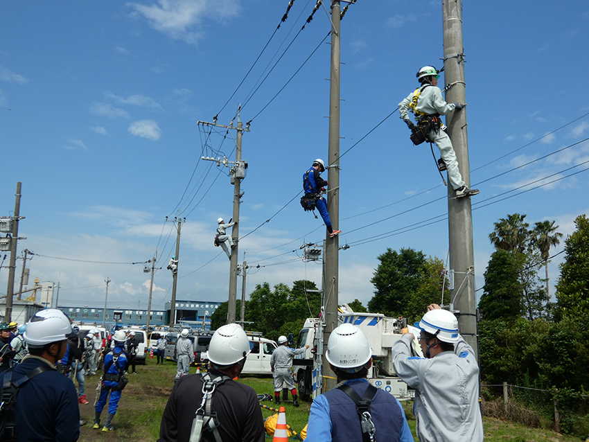 出水電気工事協組　昇降柱訓練
