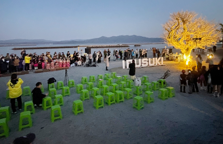 指宿港海岸／緑地整備が一部完了／照明点灯