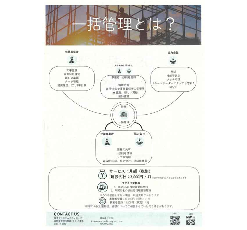 CCUS一括管理代行/低額のサブスク型登場/セキュリティロード