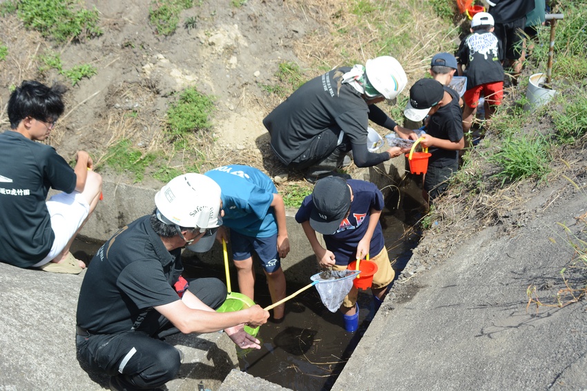子供ら生態系学ぶ/水生生物を保護/内野建設